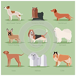 Dog flat icons set