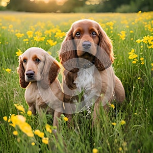 Dog in a flower meadow