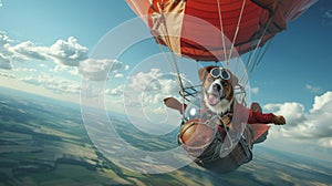 Dog Flying in Hot Air Balloon