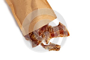 Dog food - dried beef offal, poured out of the package