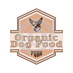 Dog food label on a white background