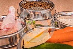 Dog food prepared in feeders