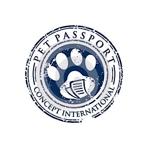 Dog foot stamp circle logo design