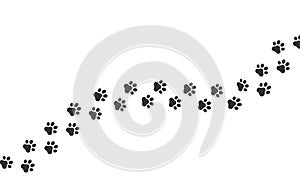 Dog footprint vector way. Cat footprint icon isolated pet silhouette path print