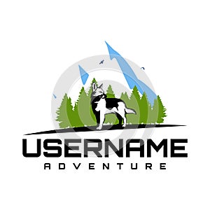 Dog forest adventure logo