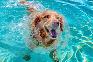 dog fun snorkeling vacation water pool puppy underwater swimming funny. Generative AI.