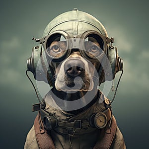 Dog in Gas Mask and Goggles