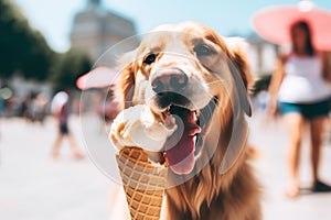 Dog Getting Doggie Ice Cream Treats on a Hot Day, dog care routine, luxury dog life