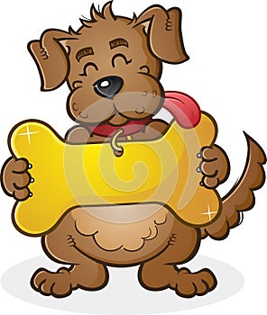 Dog with Giant Collar Tag Sign Cartoon Character