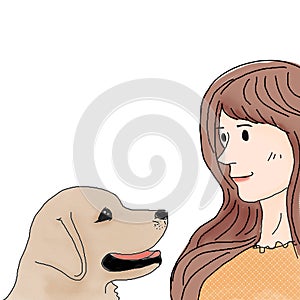 A dog and girl