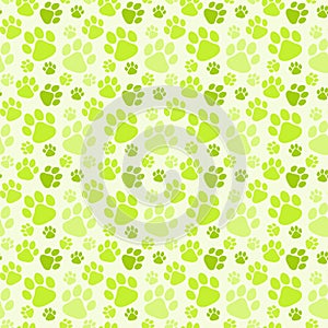 Dog Green Footprints Seamless Pattern