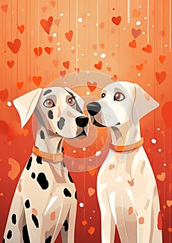 Dog cartoon lovely valentine puppy dalmatian animal illustration heart happy cute pets