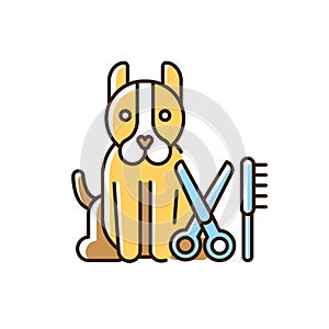 Dog grooming RGB color icon
