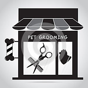 Dog grooming salon icon. Pet beauty salon logo illustration