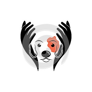 Dog Hand Logo Stock Illustrations. Dog care Logo for Pet care icon symbols