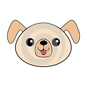 Dog happy round face head icon. Contour line silhouette. Brown color. Cute cartoon puppy character. Kawaii animal. Funny baby pooc