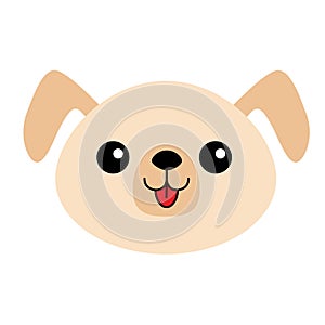 Dog happy round face head silhouette icon. Brown color. Cute cartoon puppy character. Kawaii animal. Funny baby pooch. Love Greeti