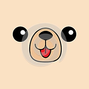 Dog happy square face head icon. Contour line silhouette. Brown color. Cute cartoon puppy character. Kawaii animal. Funny baby poo