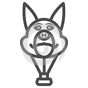 Dog head balloon line icon, Balloons festival concept, Air transport for kids sign on white background, hot air balloon