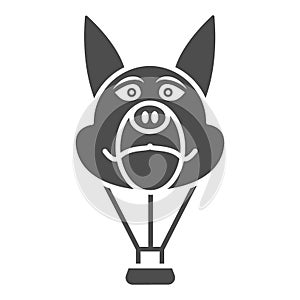 Dog head balloon solid icon, Balloons festival concept, Air transport for kids sign on white background, hot air balloon
