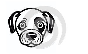 Dog head icon. Copy space. Outline black and white dog head icon. Thin line symbol for use in web and mobile apps, logo, print