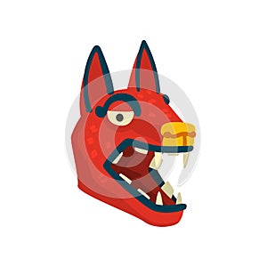 Dog head, Maya civilization symbol, American tribal culture element vector Illustration on a white background