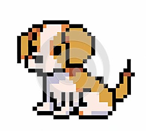 Dog head in pixel art style. Dog vector illustration. Pixelart dog illustration cartoon 8 bit