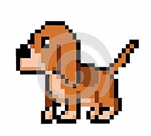 Dog head in pixel art style. Dog vector illustration. Pixelart dog illustration cartoon 8 bit