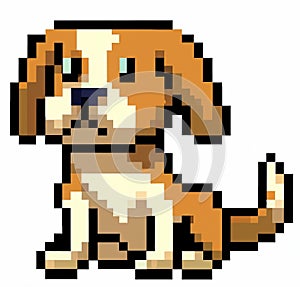 Dog head in pixel art style. Dog vector illustration. Pixelart dog illustration cartoon 8 bit