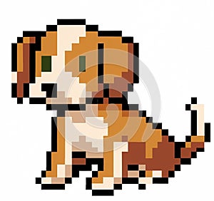 Dog head in pixel art style. Dog vector illustration. Pixelart dog illustration cartoon 8 bit