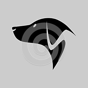 Dog head symbol on gray backdrop