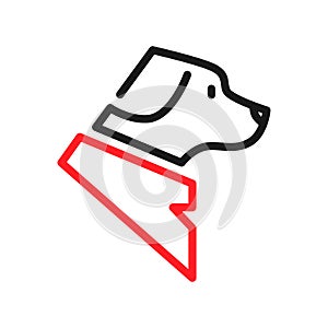 Dog head symbol on white backdrop
