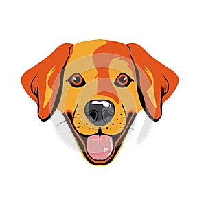 Dog head vector illustration logo icon orange brown color