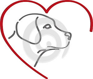 Dog and heart logo, Dog, Button and Logo, Animals Logo, Dogs Logo