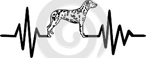 Dog heartbeat line with dalmatian white
