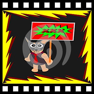 Dog hold XXX label in movie film Illustration