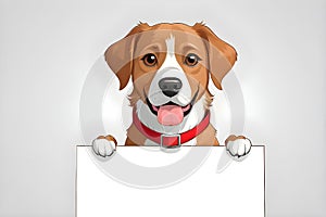 dog holding blank protest sign board cartoon illustration