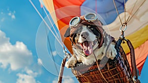 Dog in a Hot Air Balloon Wearing Goggles