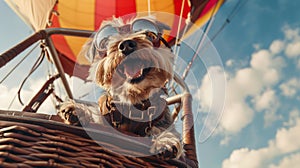 Dog in a Hot Air Balloon Wearing Sunglasses