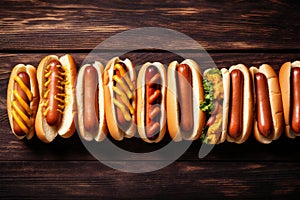 dog hot-dog bread background hot fast american sausage food meat sauce. Generative AI.