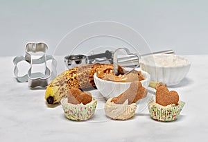 Dog ice cream cookies with ingredients