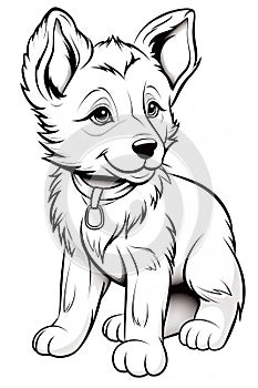 dog illustration captured in a pencil drawing, isolated on a white background.