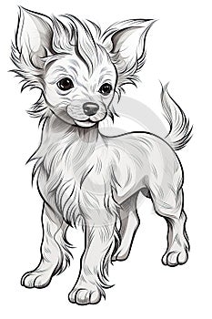 dog illustration captured in a pencil drawing, isolated on a white background.