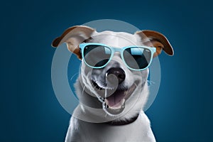 dog isolated portrait goggles pet funny smile sunglasses cute background animal. Generative AI.