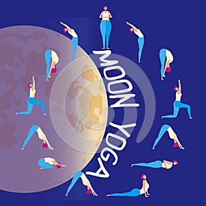 Dog or jack russell terrier doing yoga as sun salutation concept, flat vector stock illustration or infographics with cute