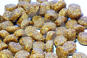 Dog kibble or mixture food.