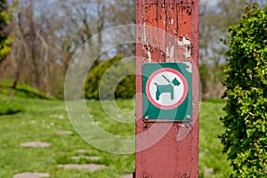 Dog in leash sign