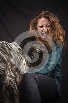 Dog licks his owner's face