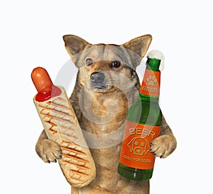 Dog likes hot dog with beer 2