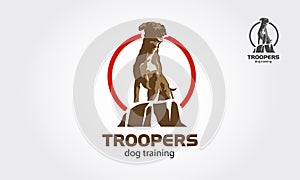Dog logo design, the main concept is sitting dog on the rock.